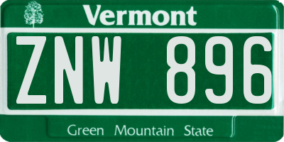 VT license plate ZNW896