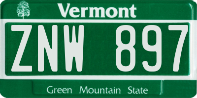 VT license plate ZNW897