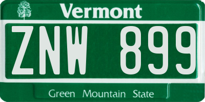 VT license plate ZNW899