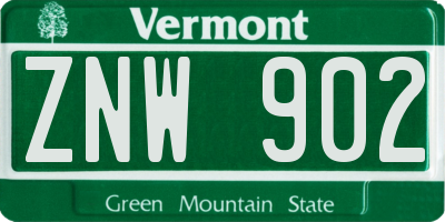 VT license plate ZNW902