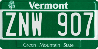 VT license plate ZNW907