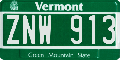 VT license plate ZNW913