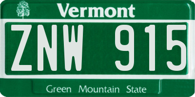 VT license plate ZNW915