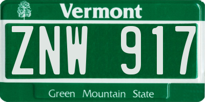 VT license plate ZNW917
