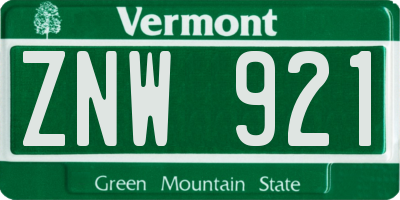 VT license plate ZNW921