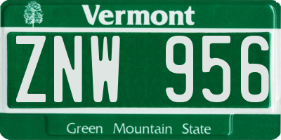 VT license plate ZNW956