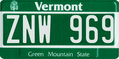 VT license plate ZNW969