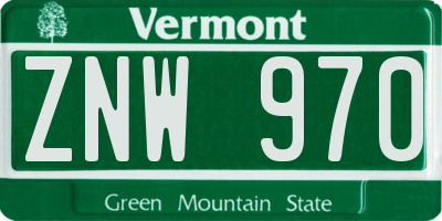 VT license plate ZNW970