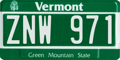 VT license plate ZNW971