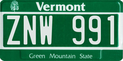 VT license plate ZNW991