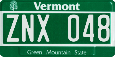 VT license plate ZNX048