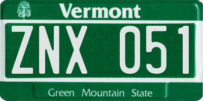 VT license plate ZNX051
