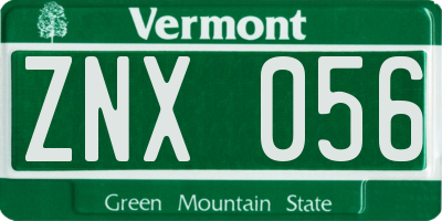 VT license plate ZNX056