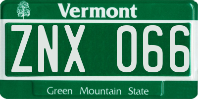 VT license plate ZNX066