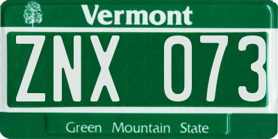 VT license plate ZNX073