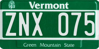 VT license plate ZNX075