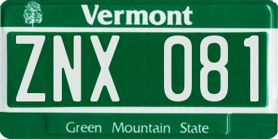 VT license plate ZNX081
