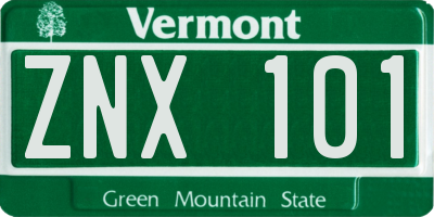 VT license plate ZNX101