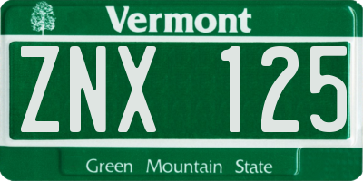 VT license plate ZNX125