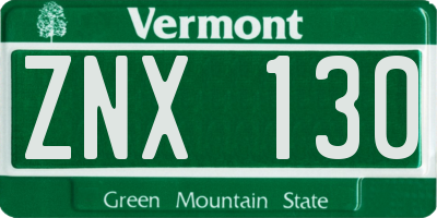 VT license plate ZNX130