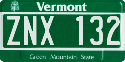 VT license plate ZNX132