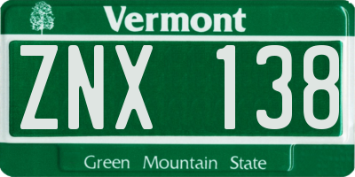 VT license plate ZNX138