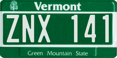 VT license plate ZNX141