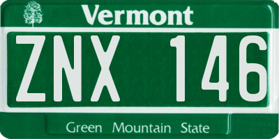 VT license plate ZNX146