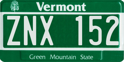 VT license plate ZNX152