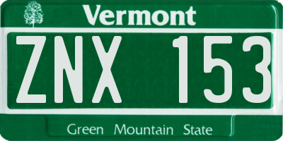 VT license plate ZNX153