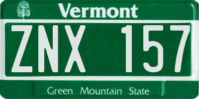 VT license plate ZNX157