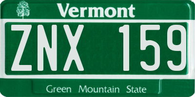VT license plate ZNX159