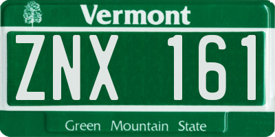 VT license plate ZNX161