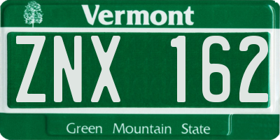 VT license plate ZNX162