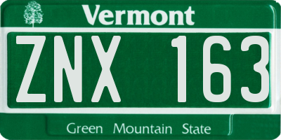 VT license plate ZNX163