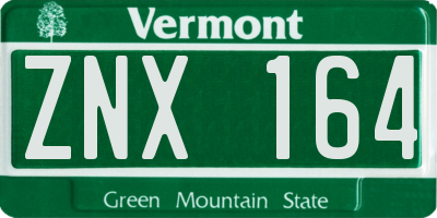 VT license plate ZNX164