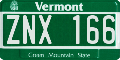 VT license plate ZNX166