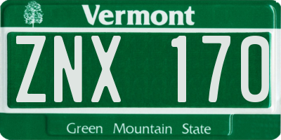 VT license plate ZNX170
