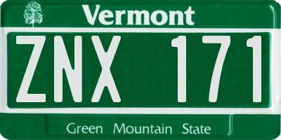 VT license plate ZNX171