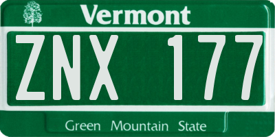 VT license plate ZNX177