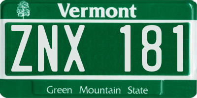VT license plate ZNX181