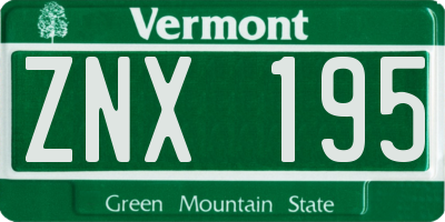 VT license plate ZNX195