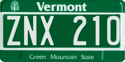 VT license plate ZNX210