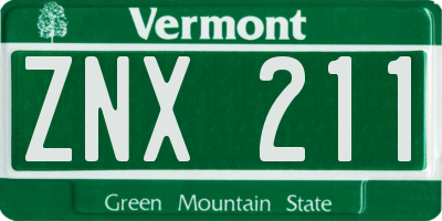 VT license plate ZNX211