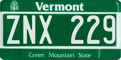 VT license plate ZNX229