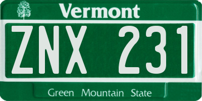 VT license plate ZNX231