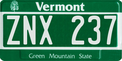VT license plate ZNX237