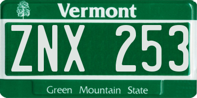 VT license plate ZNX253