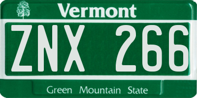 VT license plate ZNX266