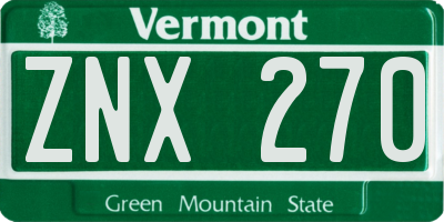 VT license plate ZNX270